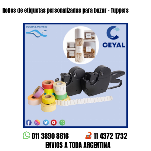 Rollos de etiquetas personalizadas para bazar – Tuppers