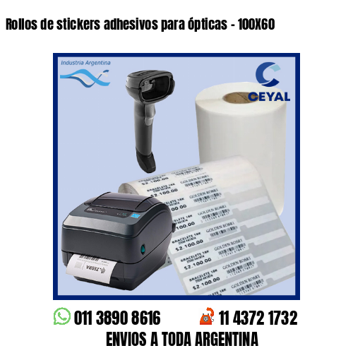 Rollos de stickers adhesivos para ópticas – 100X60