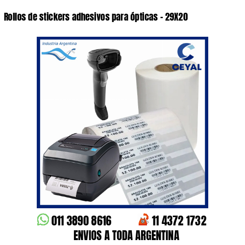 Rollos de stickers adhesivos para ópticas – 29X20