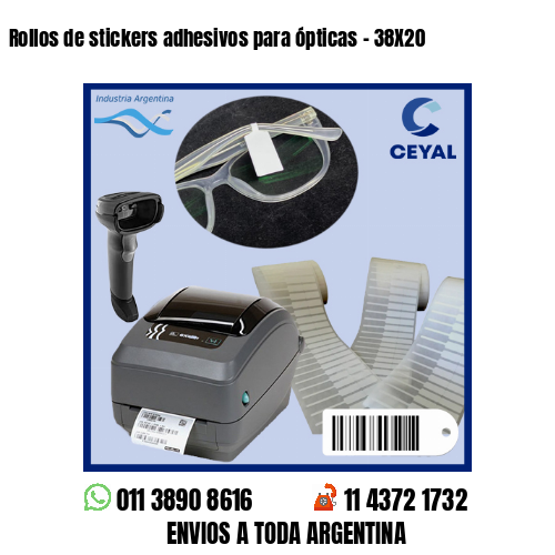 Rollos de stickers adhesivos para ópticas – 38X20