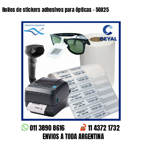 Rollos de stickers adhesivos para ópticas – 50X25