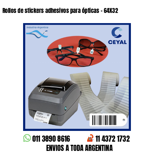 Rollos de stickers adhesivos para ópticas – 64X32