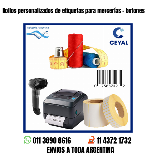 Rollos personalizados de etiquetas para mercerías – botones