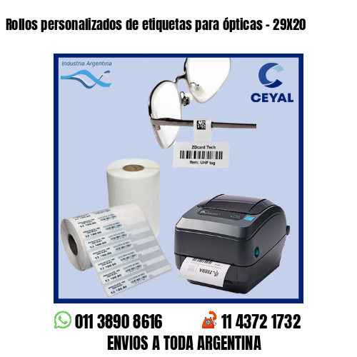 Rollos personalizados de etiquetas para ópticas – 29X20