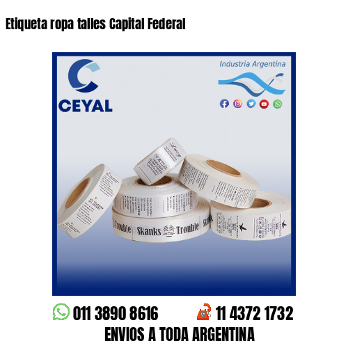 Etiqueta ropa talles Capital Federal