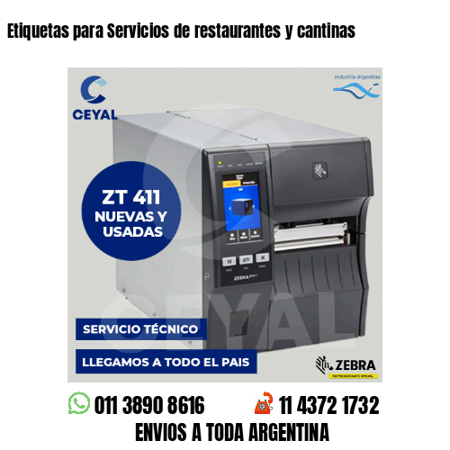 Etiquetas para Servicios de restaurantes y cantinas