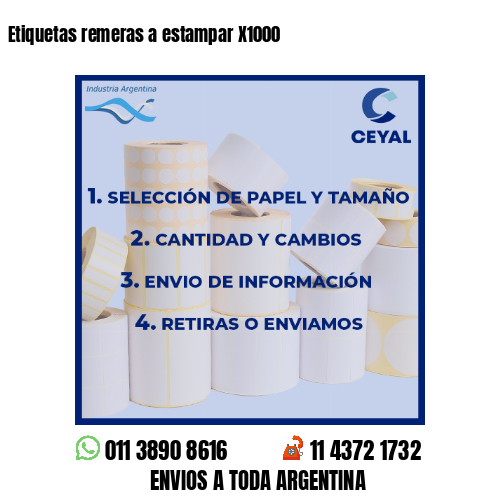 Etiquetas remeras a estampar X1000