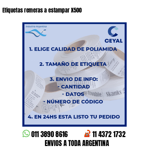 Etiquetas remeras a estampar X500