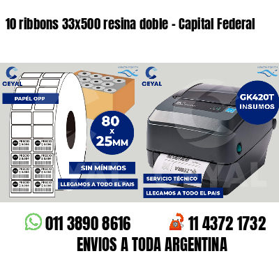 10 ribbons 33x500 resina doble - Capital Federal