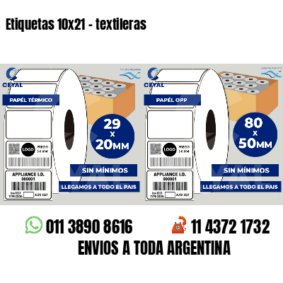 Etiquetas 10x21 - textileras