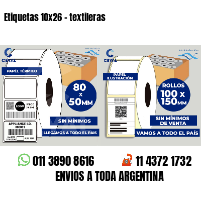 Etiquetas 10x26 - textileras