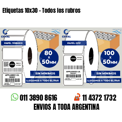 Etiquetas 10x30 - Todos los rubros