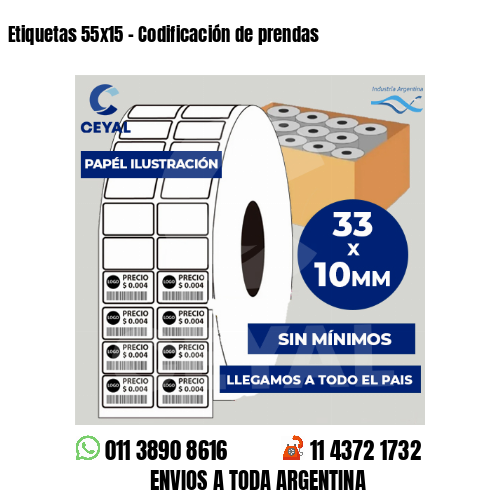 Etiquetas 55×15 – Codificación de prendas