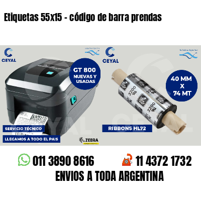 Etiquetas 55x15 - código de barra prendas