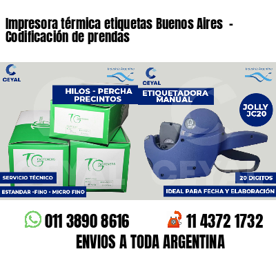 Impresora térmica etiquetas Buenos Aires  - Codificación de prendas