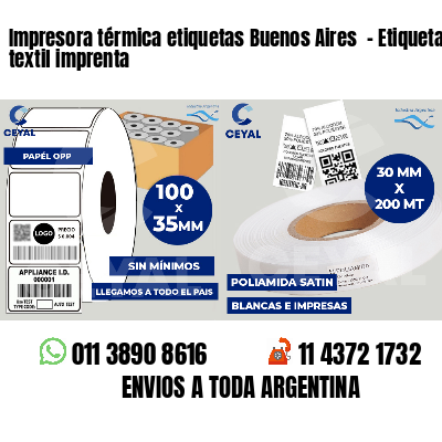 Impresora térmica etiquetas Buenos Aires  - Etiqueta textil imprenta