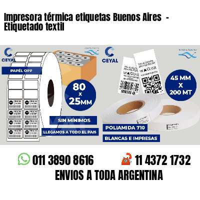 Impresora térmica etiquetas Buenos Aires  - Etiquetado textil