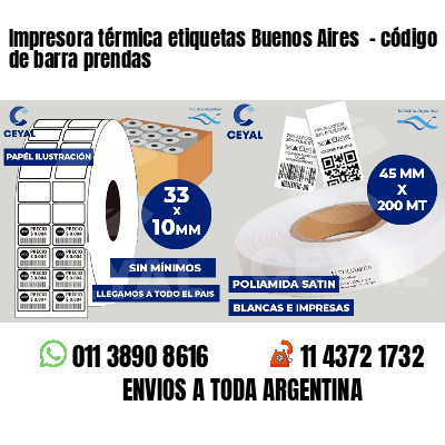 Impresora térmica etiquetas Buenos Aires  - código de barra prendas