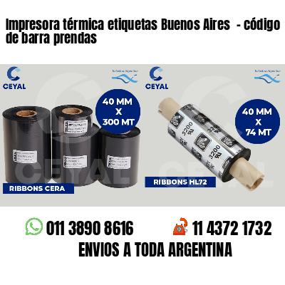 Impresora térmica etiquetas Buenos Aires  - código de barra prendas