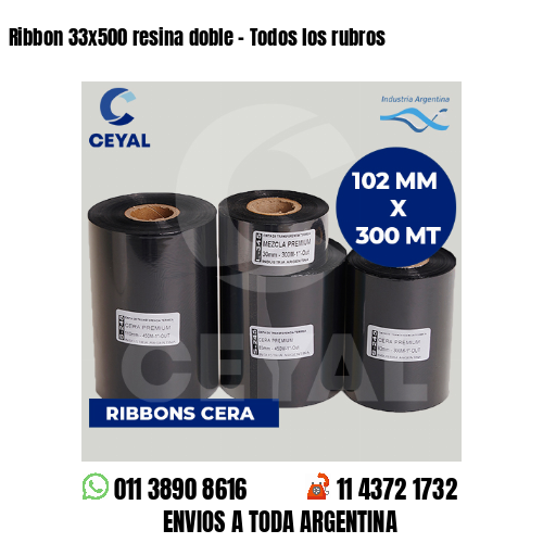 Ribbon 33×500 resina doble – Todos los rubros