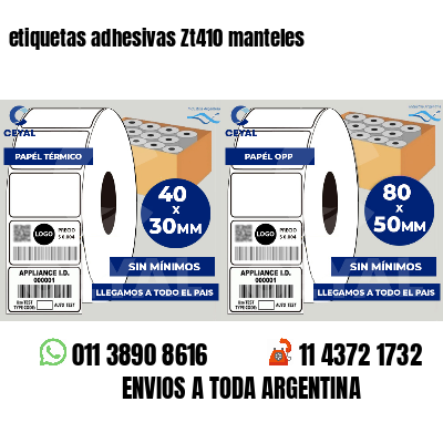 etiquetas adhesivas Zt410 manteles