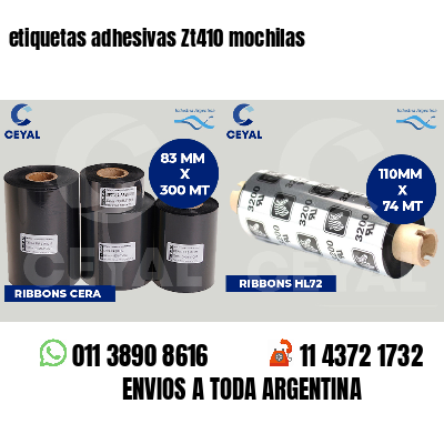 etiquetas adhesivas Zt410 mochilas