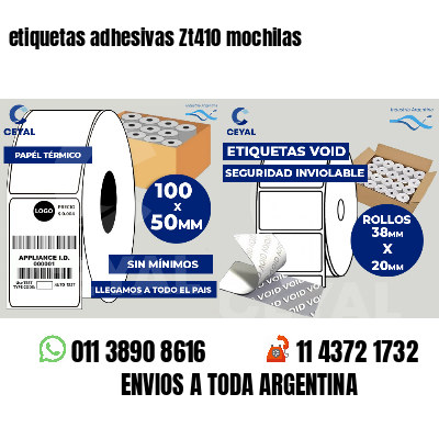 etiquetas adhesivas Zt410 mochilas