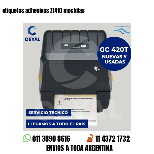 etiquetas adhesivas Zt410 mochilas