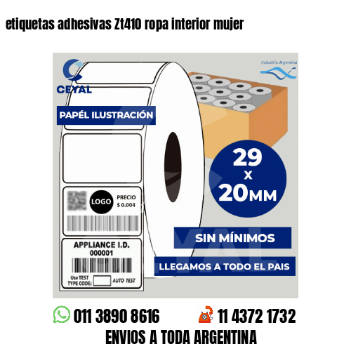 etiquetas adhesivas Zt410 ropa interior mujer