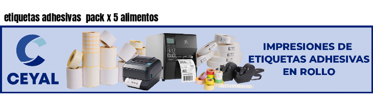 etiquetas adhesivas  pack x 5 alimentos