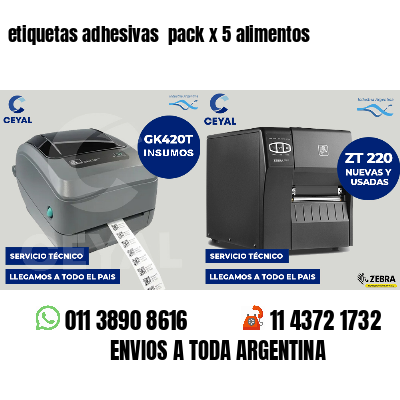 etiquetas adhesivas  pack x 5 alimentos