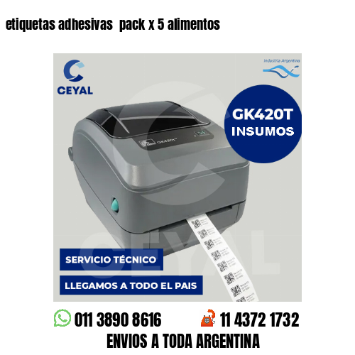 etiquetas adhesivas  pack x 5 alimentos