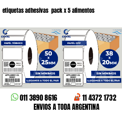 etiquetas adhesivas  pack x 5 alimentos