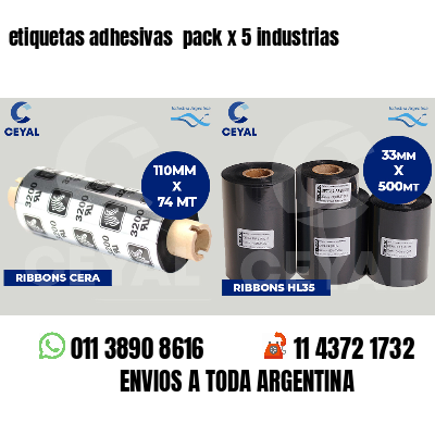 etiquetas adhesivas  pack x 5 industrias