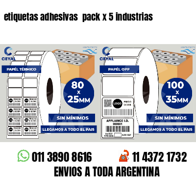 etiquetas adhesivas  pack x 5 industrias