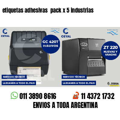 etiquetas adhesivas  pack x 5 industrias