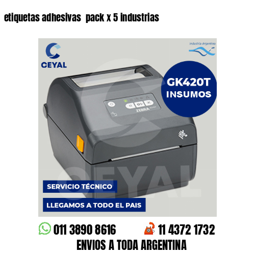 etiquetas adhesivas  pack x 5 industrias