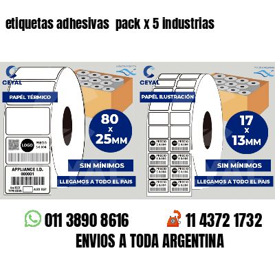 etiquetas adhesivas  pack x 5 industrias