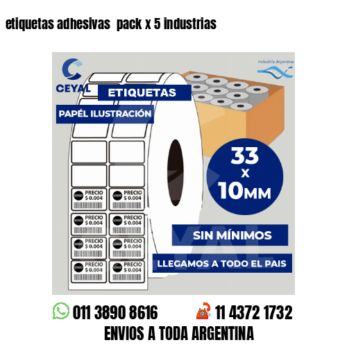 etiquetas adhesivas  pack x 5 industrias