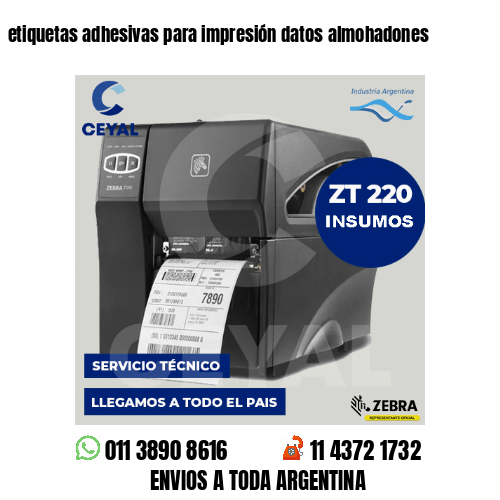 etiquetas adhesivas para impresión datos almohadones