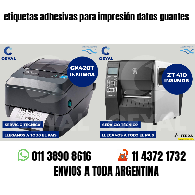 etiquetas adhesivas para impresión datos guantes