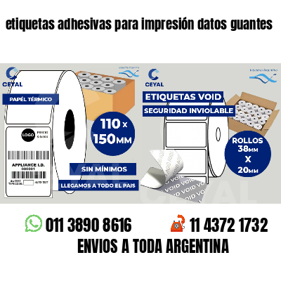 etiquetas adhesivas para impresión datos guantes