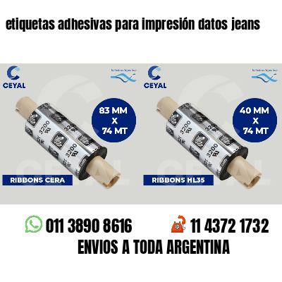 etiquetas adhesivas para impresión datos jeans