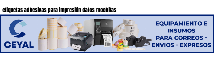 etiquetas adhesivas para impresión datos mochilas