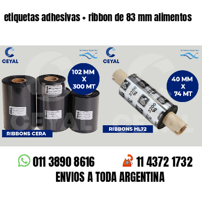 etiquetas adhesivas   ribbon de 83 mm alimentos