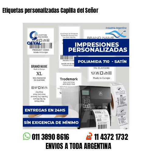 Etiquetas personalizadas Capilla del Señor