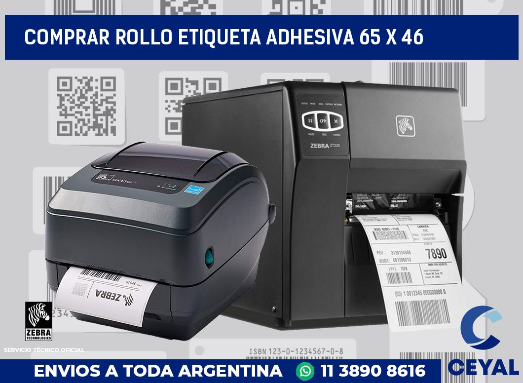 Comprar rollo etiqueta adhesiva 65 x 46