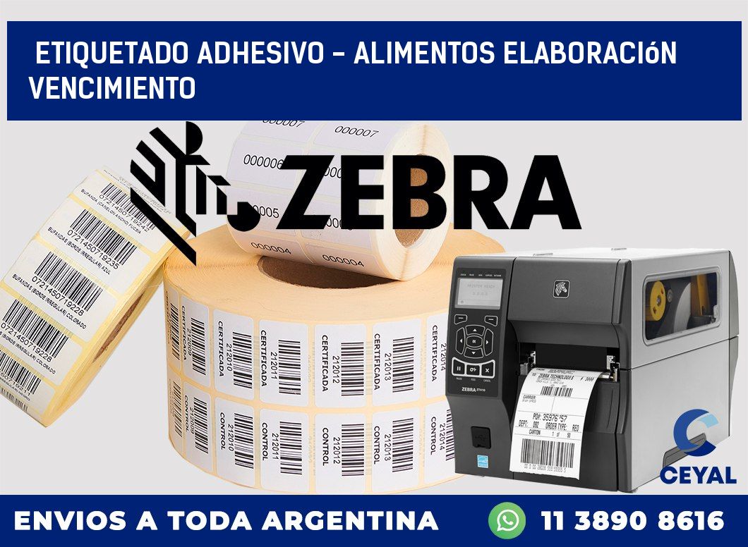 Etiquetado adhesivo - alimentos elaboración vencimiento