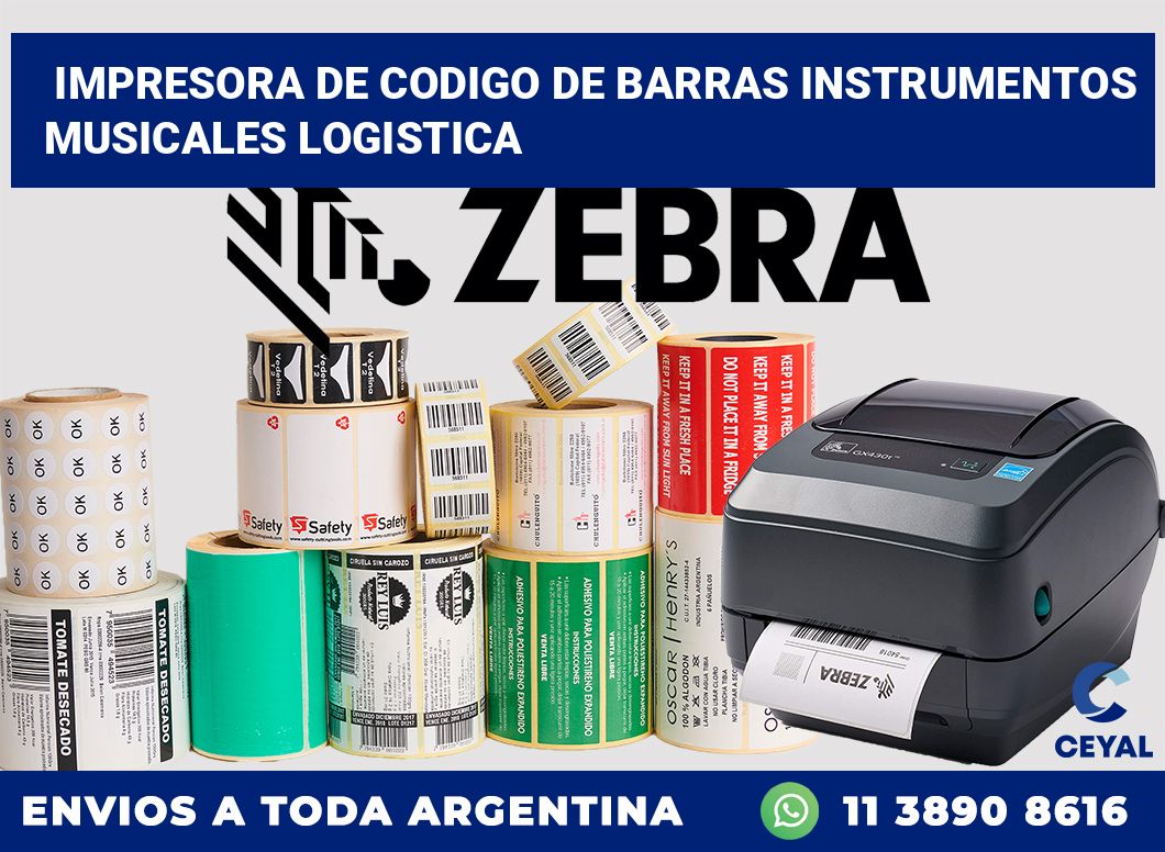 Impresora de codigo de barras Instrumentos musicales logistica