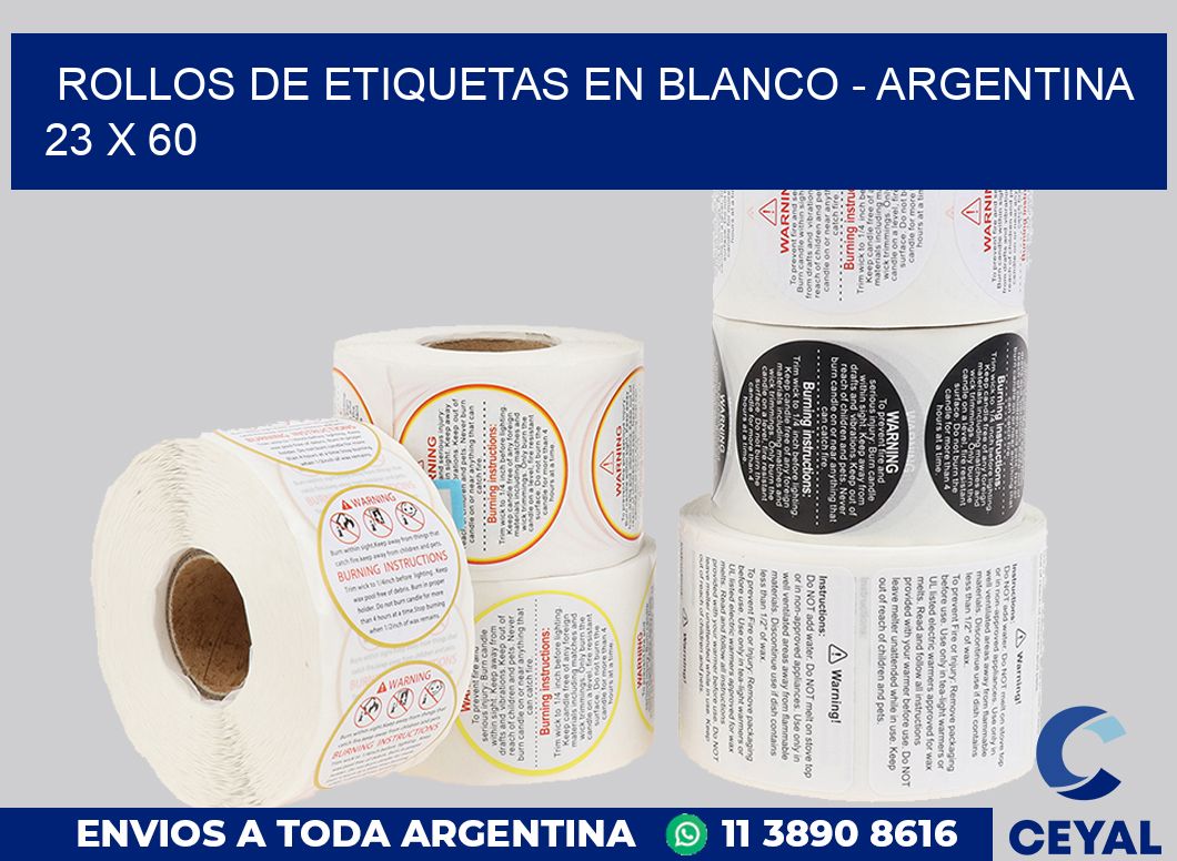 Rollos de etiquetas en blanco – Argentina 23 x 60